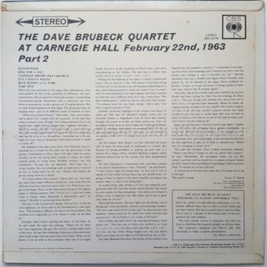 The Dave Brubeck Quartet - At Carnegie Hall (Part 2) • 12" Vinyl LP - Labyrinth Music