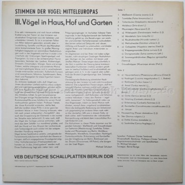 No Artist - Stimmen Der Vögel Mitteleuropas • III. Vögel In Haus, Hof Und Garten • 12" Vinyl LP • EX - Labyrinth Music
