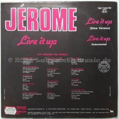 Jérome - Live It Up • 12" Vinyl Maxi • EX - Labyrinth Music