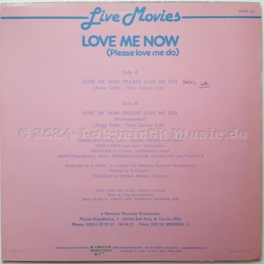 Live Movies - Love Me Now (Please Love Me Do) • 12" Vinyl Maxi - Labyrinth Music