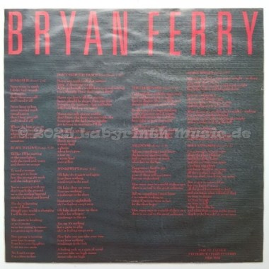 Bryan Ferry - Boys And Girls • 12" Vinyl LP • EX - Labyrinth Music