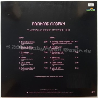 Rainhard Fendrich - A Winzig Klaner Tropfen Zeit • 12" Vinyl LP • MINT - Labyrinth Music
