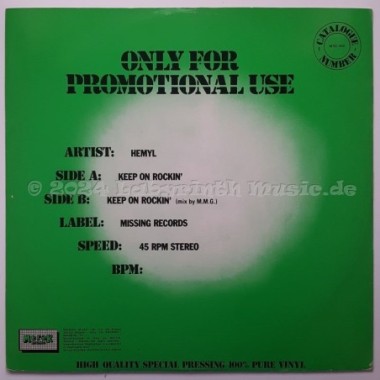 Hemyl - Keep On Rockin' • 12" Vinyl Maxi • MINT - Labyrinth Music
