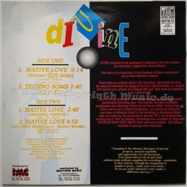 Divine - Native Love • Techno Bomb Remix • 12" Vinyl Maxi • MINT - Labyrinth Music