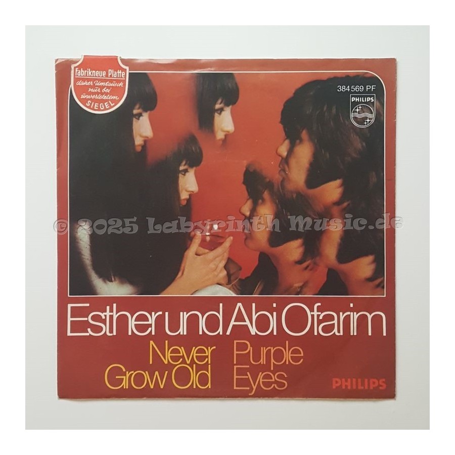Esther & Abi Ofarim - Never Grow Old • Purple Eyes • 7" Vinyl • EX - Labyrinth Music