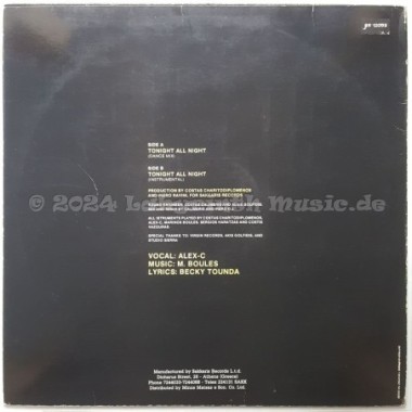 Alex C. - Tonight All Night • 12" Vinyl Maxi - Labyrinth Music