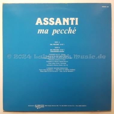 Assanti - Ma Pecche' • 12" Vinyl Maxi - Labyrinth Music