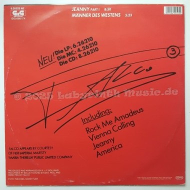 Falco - Jeanny • Part 1 • 12" Vinyl Maxi • EX - Labyrinth Music