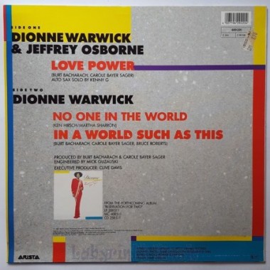 Dionne Warwick & Jeffrey Osborne - Love Power • 12" Vinyl Maxi - Labyrinth Music