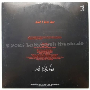 Sir Valentine - And I Love Her • 12" Vinyl Maxi • EX - Labyrinth Music