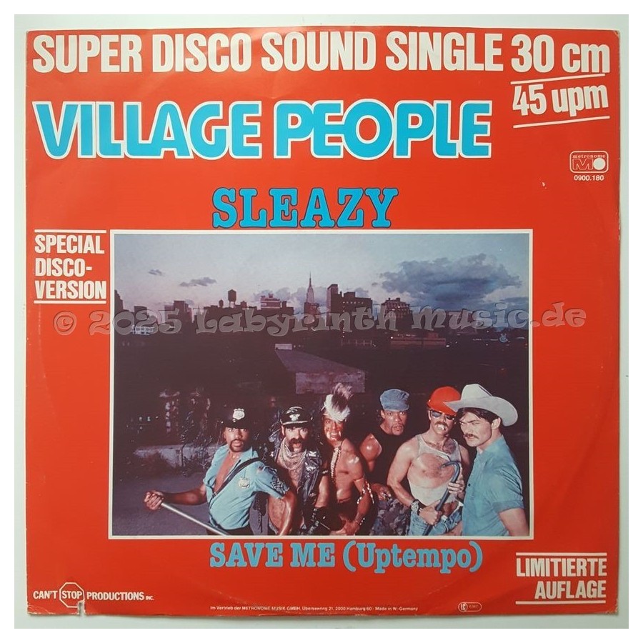 Village People - Sleazy • 12" Vinyl Maxi • EX - Labyrinth Music