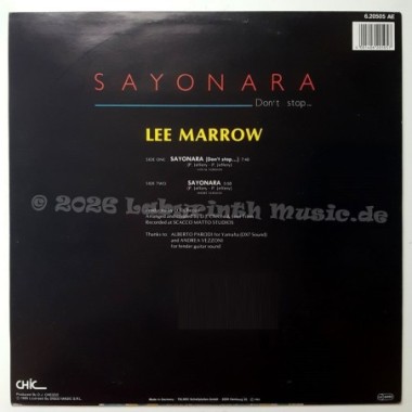 Lee Marrow - Sayonara (Don't Stop...) • 12" Vinyl Maxi • NM - Labyrinth Music