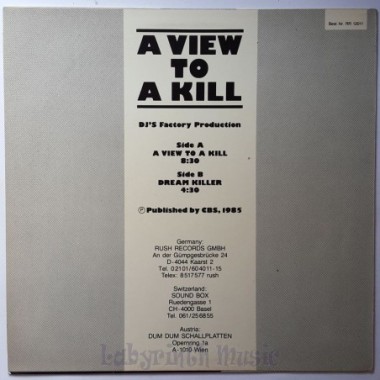 DJ's Factory - A View To A Kill • 12" Vinyl Maxi • EX - Labyrinth Music
