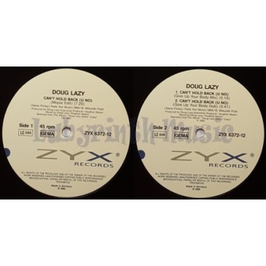 Doug Lazy - Can't Hold Back (U No) • 12" Vinyl Maxi - Labyrinth Music