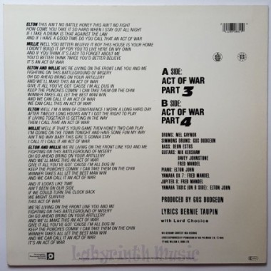 Elton John / Millie Jackson - Act Of War • 12" Vinyl Maxi • MINT - Labyrinth Music