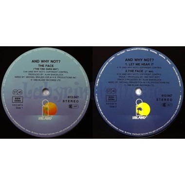 And Why Not? - The Face • 12" Vinyl Maxi • EX - Labyrinth Music