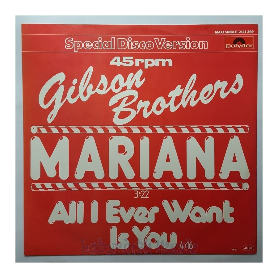 Gibson Brothers - Mariana • 12" Vinyl Maxi • NM - Labyrinth Music