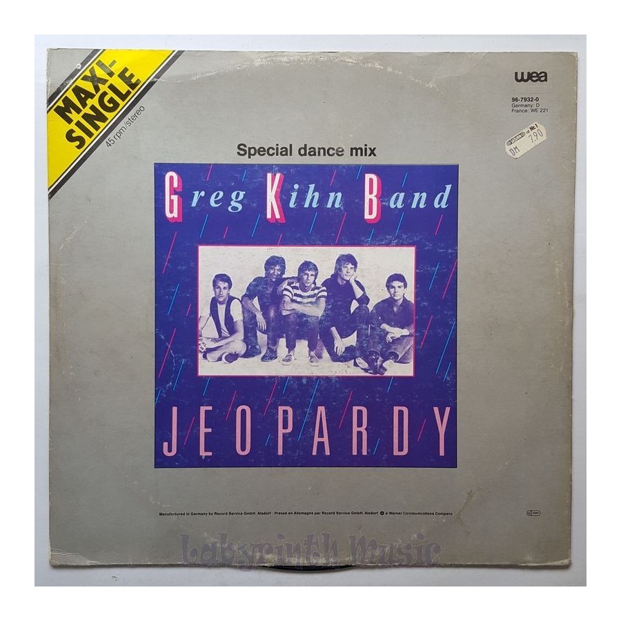 Greg Kihn Band - Jeopardy • 12" Vinyl Maxi - Labyrinth Music