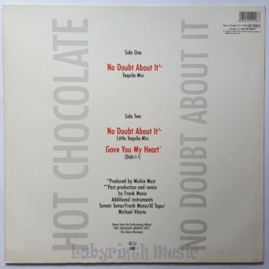 Hot Chocolate - No Doubt About It • Tequila Mix • 12" Vinyl Maxi - Labyrinth Music