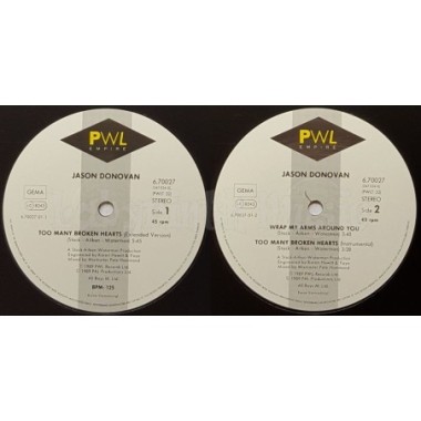 Jason Donovan - Too Many Broken Hearts • 12" Vinyl Maxi • MINT - Labyrinth Music