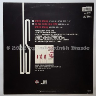 Joyce Sims - Walk Away • 12" Vinyl Maxi • MINT - Labyrinth Music