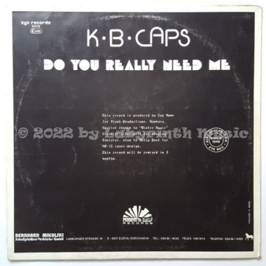 K.B. Caps - Do You Really Need Me • 12" Vinyl Maxi - Labyrinth Music