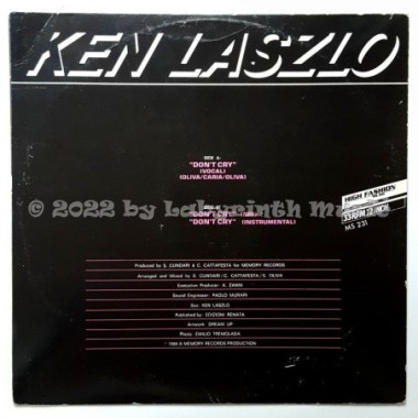 Ken Laszlo - Don't Cry • 12" Vinyl Maxi - Labyrinth Music