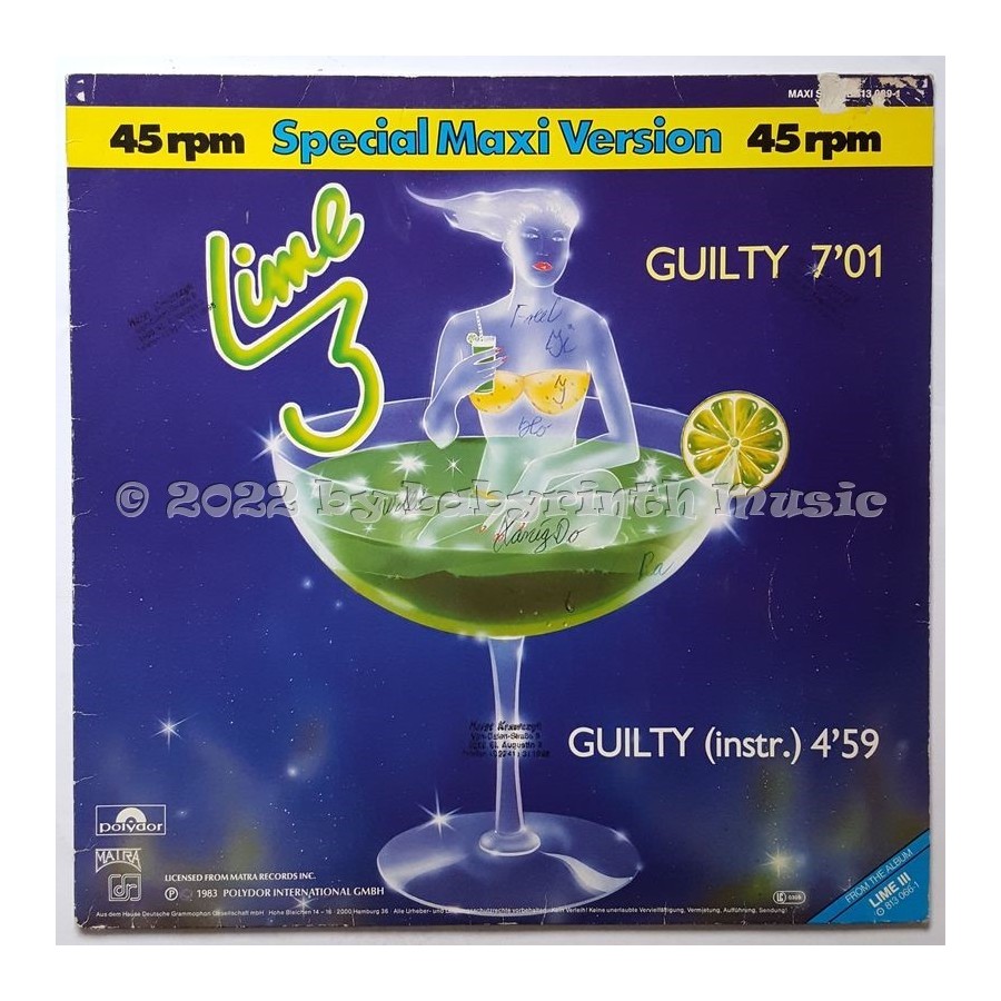 Lime - Guilty • 12" Vinyl Maxi - Labyrinth Music