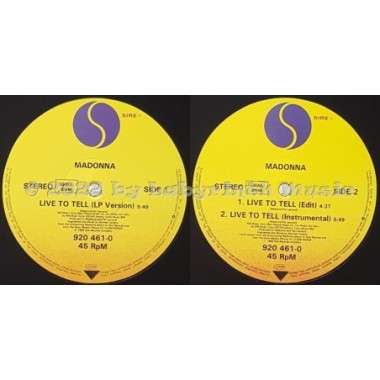 Madonna - Live To Tell • 12" Vinyl Maxi • EX - Labyrinth Music