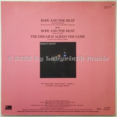 Marilyn Martin - Body And The Beat • 12" Vinyl Maxi - Labyrinth Music